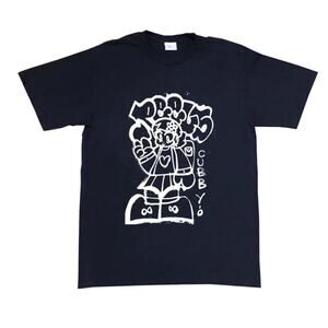 American Apparel Peels and Cubby Graphic Tee Men's Size L Black Shirt Y2K Shirt